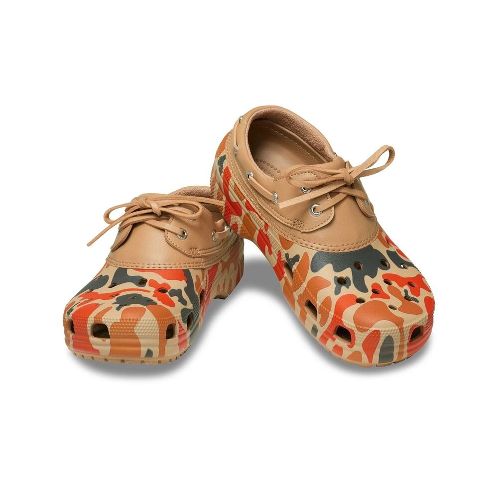 Crocs Classic Duck Camo (Tan/Shocking Orange) Boat Shoes Size 13M - (212951-2NW)